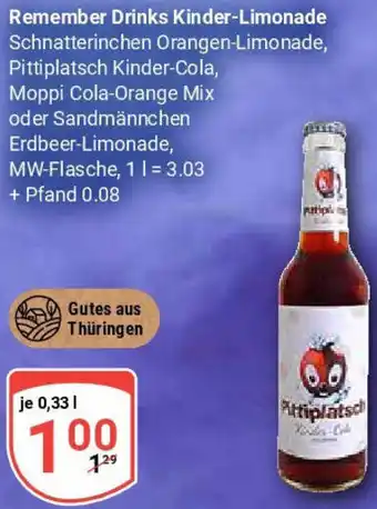 Globus Remember Drinks Kinder-Limonade Angebot