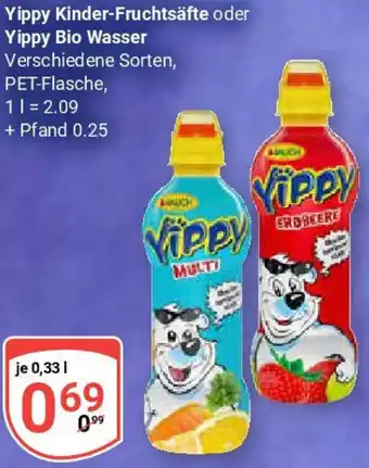 Globus Yippy Kinder-Fruchtsäfte oder Yippy Bio Wasser Angebot