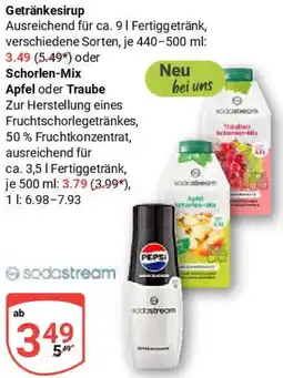 Globus Sodastream Getränkesirup oder Schorlen-Mix Apfel oder Traube Angebot