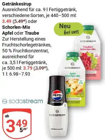 Globus Sodastream Getränkesirup oder Schorlen-Mix Apfel oder Traube Angebot