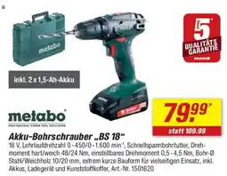 toom Baumarkt metabo Akku-Bohrschrauber „BS 18" Angebot