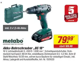 toom Baumarkt metabo Akku-Bohrschrauber „BS 18" Angebot