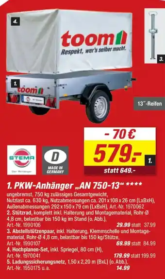 toom Baumarkt 1. PKW-Anhänger „AN 750-13" Angebot