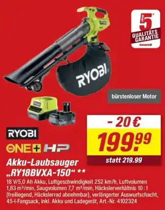 toom Baumarkt RYOBI ONE+HP Akku-Laubsauger ..RY18BVXA-150" Angebot