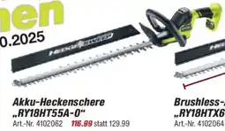 toom Baumarkt RYOBI ONE + Akku-Heckenschere ,,RY18HT55A-0" Angebot