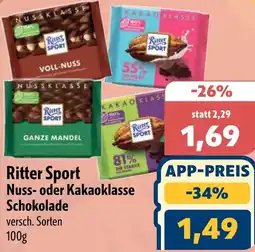 Aktiv Irma Ritter Sport Nuss- oder Kakaoklasse Schokolade Angebot