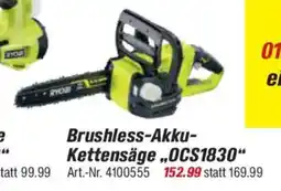 toom Baumarkt RYOBI ONE + Brushless-Akku- Kettensäge ,,OCS1830" Angebot