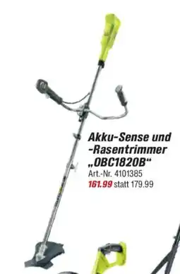 toom Baumarkt RYOBI ONE + Akku-Sense und -Rasentrimmer ,,OBC1820B" Angebot