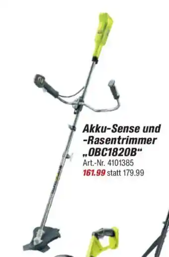 toom Baumarkt RYOBI ONE + Akku-Sense und -Rasentrimmer ,,OBC1820B" Angebot