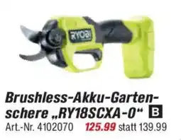 toom Baumarkt RYOBI ONE+ Brushless-Akku-Garten- schere,,RY18SCXA-0" Angebot