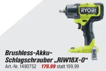 toom Baumarkt RYOBI ONE+ Brushless-Akku- Schlagschrauber „,RIW18X-0" Angebot