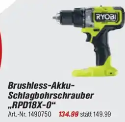 toom Baumarkt RYOBI ONE+ Brushless-Akku- Schlagbohrschrauber „RPD18X-0" Angebot