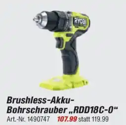 toom Baumarkt RYOBI ONE+ Brushless-Akku- Bohrschrauber,,RDD18C-0" Angebot