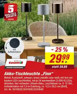 toom Baumarkt Akku-Tischleuchte „Finn" Angebot