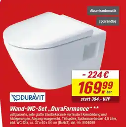 toom Baumarkt DURAVIT Wand-WC-Set „DuraFormance" Angebot