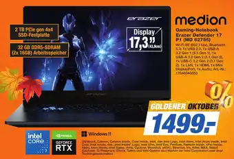 Expert Technomarkt medion Gaming-Notebook Erazer Defender 17 P1 (MD 62755) Angebot