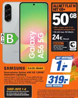 Expert Technomarkt SAMSUNG Smartphone Galaxy A56 5G 128GB Awesome Lightgray + ALLNET FLAT M MIT GB+ 50GB Angebot