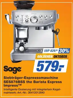 Expert Technomarkt Sage Siebträger-Espressomaschine SES876BSS the Barista Express Impress Angebot