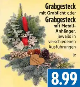 EDEKA Hahner Grabgesteck mit Grablicht oder Grabgesteck mit Metall- Anhänger Angebot
