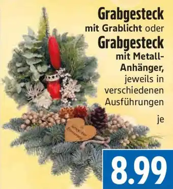 EDEKA Hahner Grabgesteck mit Grablicht oder Grabgesteck mit Metall- Anhänger Angebot