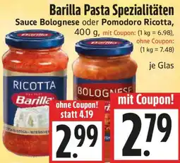 EDEKA Hahner Barilla Pasta Spezialitäten Angebot