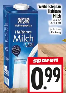 EDEKA Hahner Weihenstephan Haltbare Milch Angebot