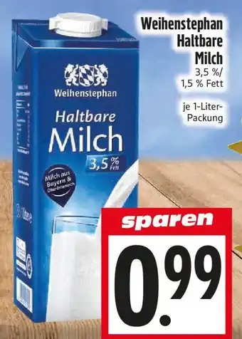 EDEKA Hahner Weihenstephan Haltbare Milch Angebot