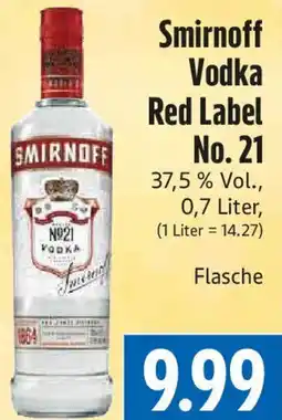EDEKA Hahner Smirnoff Vodka Red Label No. 21 Angebot