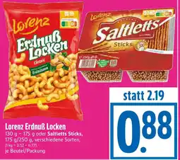 EDEKA Hahner Lorenz Erdnuẞ Locken oder Saltletts Sticks Angebot