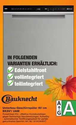 Expert Technomarkt Bauknecht Unterbau-Geschirrspüler 60 cm BKSV1 UAM Angebot