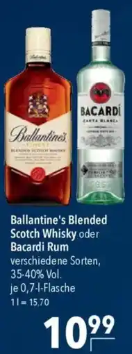 CITTI Markt Ballantine's Blended Scotch Whisky oder Bacardi Rum Angebot