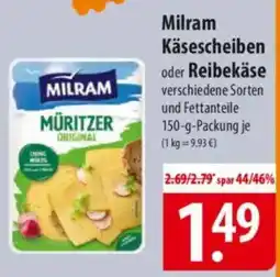 Famila Nord Ost Milram Käsescheiben oder Reibekäse Angebot