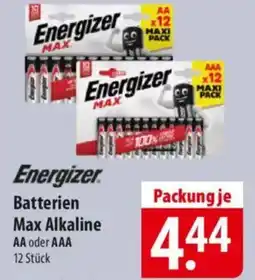 Famila Nord Ost Energizer. Batterien Max Alkaline AA oder AAA Angebot