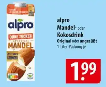 Famila Nord Ost alpro Mandel- oder Kokosdrink Original oder ungesüßt Angebot