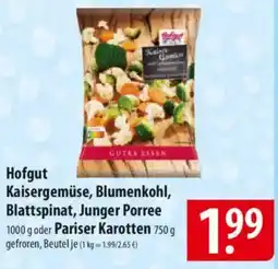 Famila Nord Ost Hofgut Kaisergemüse, Blumenkohl, Blattspinat, Junger Porree oder Pariser Karotte Angebot