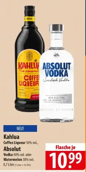 Famila Nord Ost Kahlua Coffee Liqueur, Absolut Vodka oder Watermelon Angebot