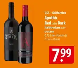 Famila Nord Ost USA - Kalifornien Apothic Red oder Dark halbtrocken oder trocken Angebot