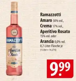 Famila Nord Ost Ramazzotti Amaro , Crema , Aperitivo Rosato oder Arancia Angebot