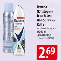Famila Nord Ost Rexona Nonstop oder Jean & Len Deo-Spray oder Angebot
