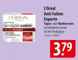 Famila Nord Ost L'Oréal Anti-Falten Experte Tages- oder Nachtcreme Angebot