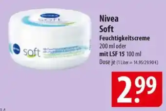 Famila Nord Ost Nivea Soft Feuchtigkeitscreme oder mit LSF 15 Angebot
