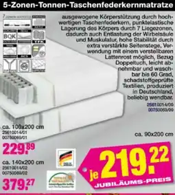 SOMIT 5-Zonen-Tonnen-Taschenfederkernmatratze Angebot
