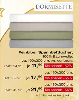 Möbel Inhofer Dormisette feinbiber spannbettücher ca. 100x200 cm Angebot