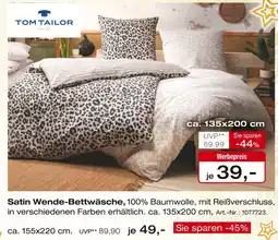 Möbel Inhofer Tom tailor satin wende-bettwäsche ca. 135x200 cm Angebot