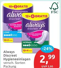 Budni Always discreet hygieneeinlagen long Angebot