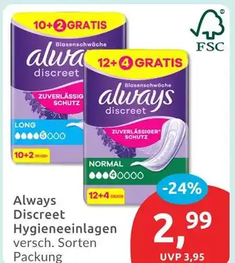 Budni Always discreet hygieneeinlagen long Angebot