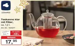 Möbel Inhofer LEONARDO Teekanne klar mit Filter Angebot