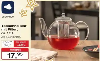 Möbel Inhofer LEONARDO Teekanne klar mit Filter Angebot