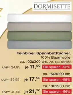 Möbel Inhofer DORMISETTE Feinbiber Spannbetttücher Angebot