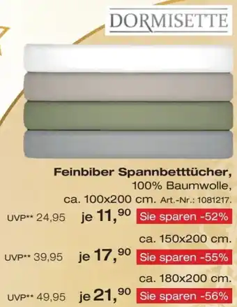 Möbel Inhofer DORMISETTE Feinbiber Spannbetttücher Angebot